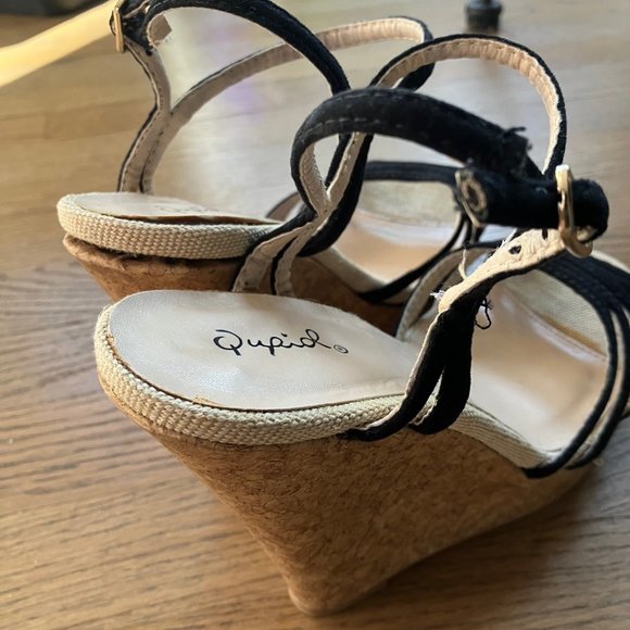 New never worn Qupid faux cork Platform Wedge Sandal Heels 9 - Picture 4 of 8